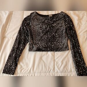 CALIA Black and White Patterned Long Sleeve Swim Tee